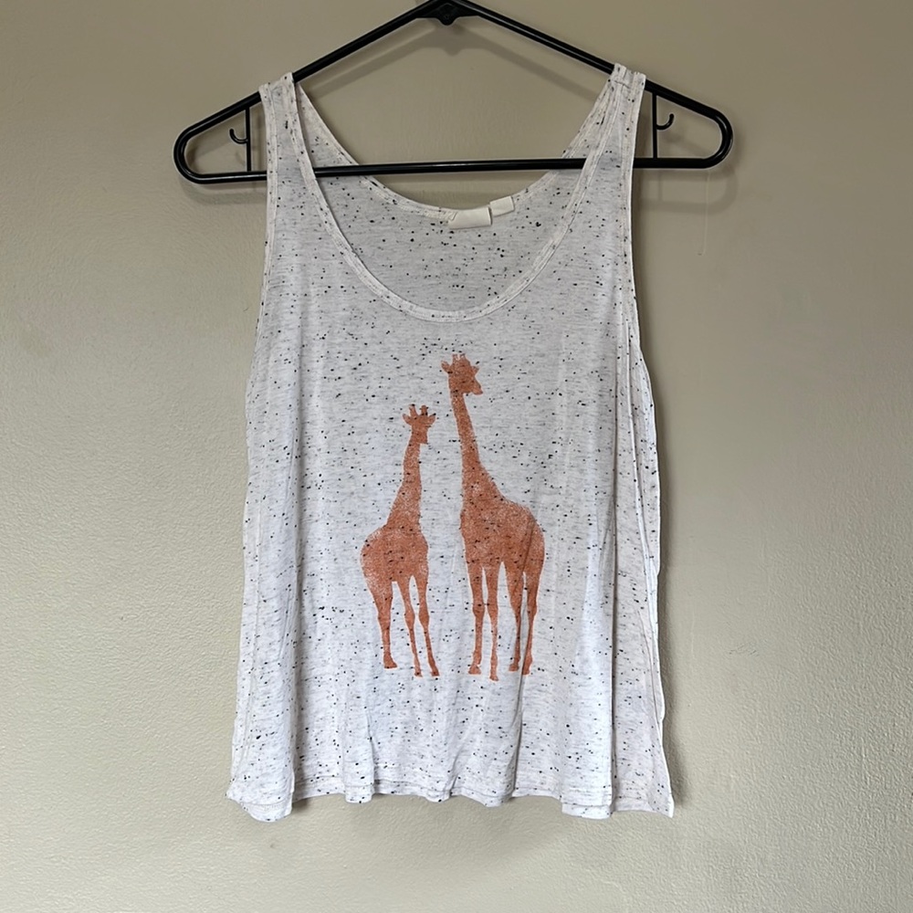 Anthropologie Ace Delivery White Giraffe Tank Top - Size Small